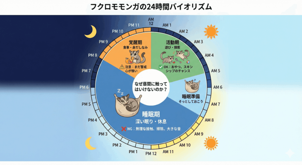 フクロモモンガの24時間バイオリズム