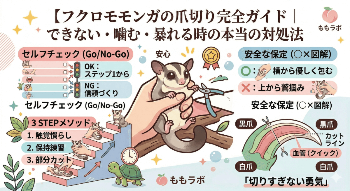 フクロモモンガの爪切り完全ガイド|できない・噛む・暴れる時の本当の対処法